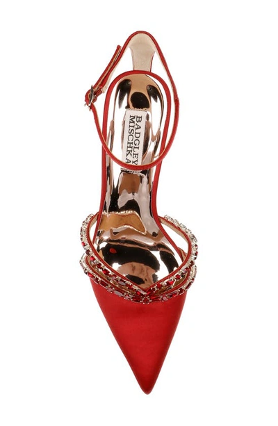 Shop Badgley Mischka Ankle Strap Pointed Toe Pump In Crimson Red