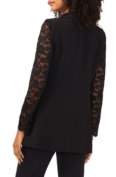 Vince Camuto Lace Sleeve Blazer In Rich Black