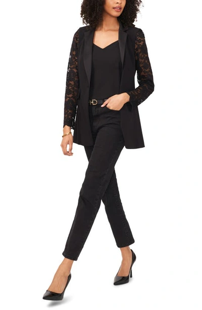Vince Camuto Lace Sleeve Blazer In Rich Black