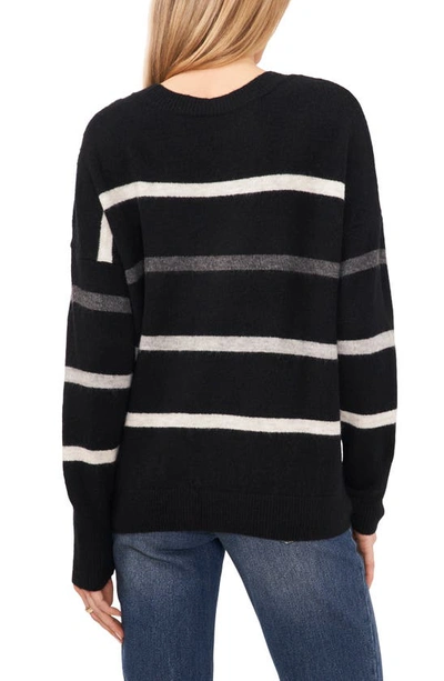 Shop Vince Camuto Sequin Stripe Sweater In Rich Black