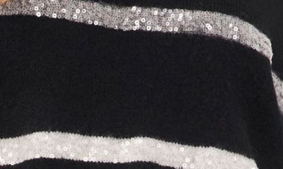 Vince Camuto Sequin Stripe Sweater In Rich Black