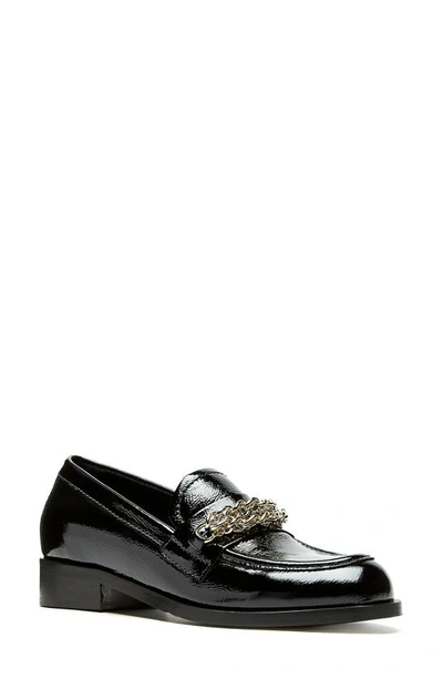 La Canadienne Dalilah Patent Chain Slip-on Loafers In Black Crinkle Patent