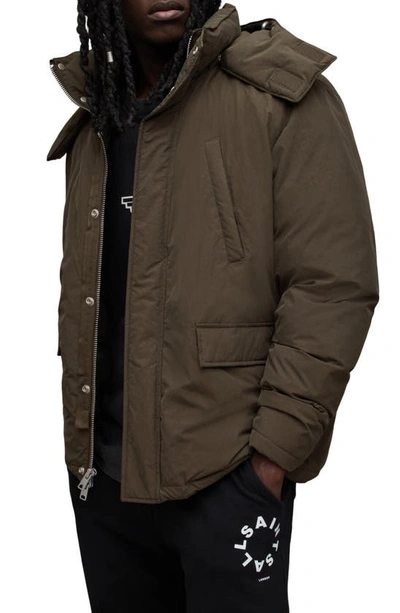 Shop Allsaints Chalk Jacket With Removable Hood In Light Khaki