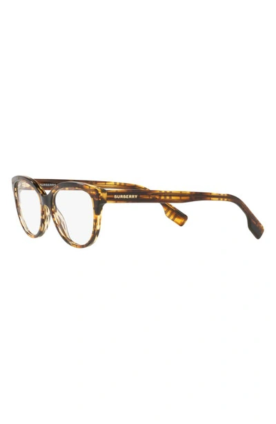 Shop Burberry Esme 54mm Square Optical Glasses In Striped Brown