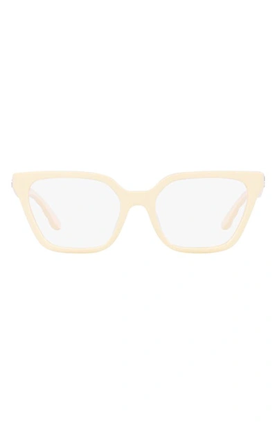 Shop Tory Burch 53mm Rectangular Optical Glasses In Milky Ivory