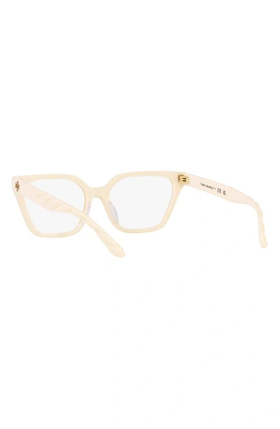 Shop Tory Burch 53mm Rectangular Optical Glasses In Milky Ivory