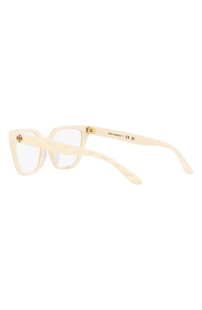 Shop Tory Burch 53mm Rectangular Optical Glasses In Milky Ivory