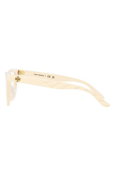 Tory Burch 53mm Rectangular Optical Glasses In Milky Ivory