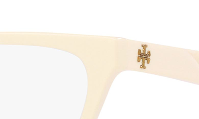 Shop Tory Burch 53mm Rectangular Optical Glasses In Milky Ivory