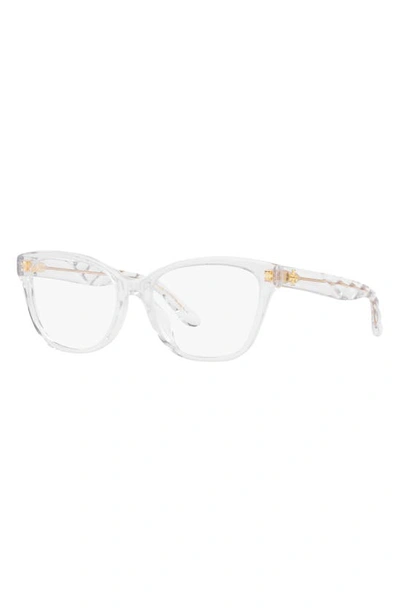 Tory Burch 53mm Rectangular Optical Glasses In Clear