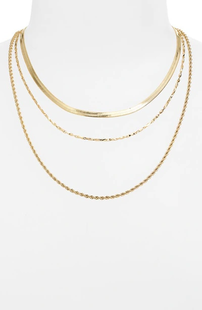 Panacea Set Of 3 Chain Necklaces In Gold/ Green