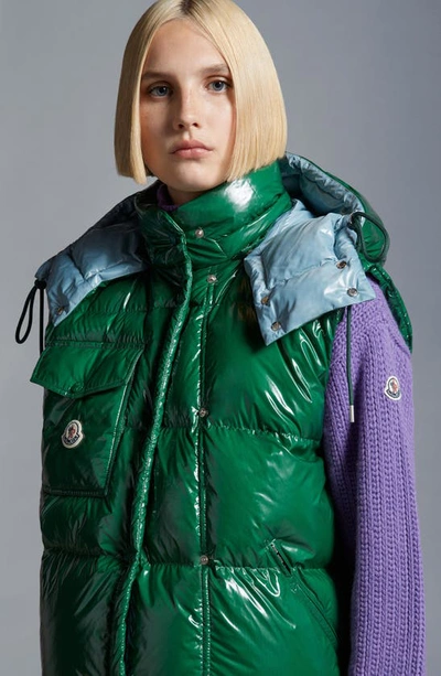 Moncler Karakorum Convertible Hooded Quilted Glossed-shell Down Jacket In Olive