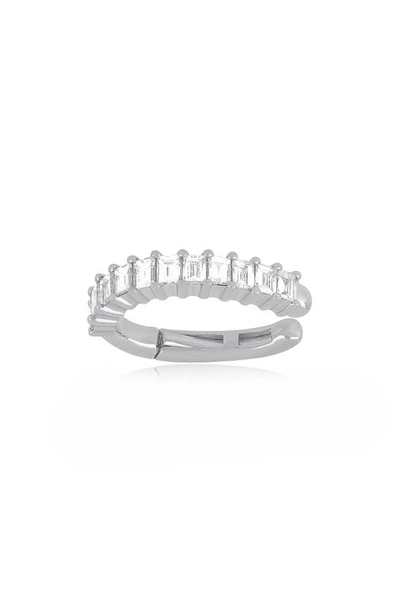 Shop Ef Collection Diamond Baguette Ear Cuff In White Gold