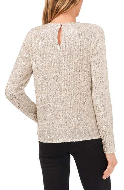 Cece Womens Sequined Polyester Pullover Top In Champagne