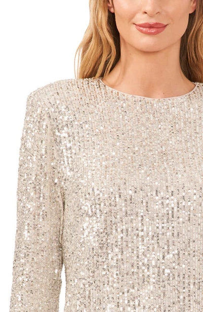 Cece Womens Sequined Polyester Pullover Top In Champagne