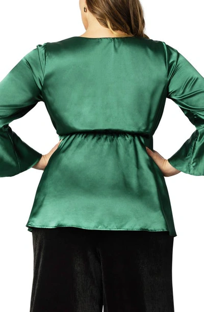Shop Kiyonna Bell Sleeve Blouse In Emerald Green