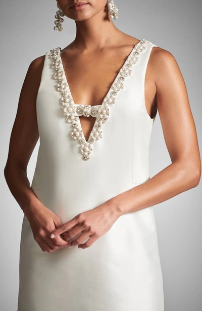 Shop Sachin & Babi Sylvie Imitation Pearl & Crystal Detail Cocktail Minidress In Ivory