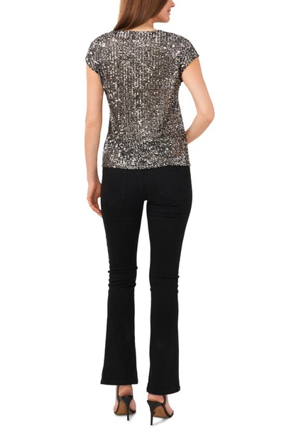 Vince Camuto Sequin Cap Sleeve Top In Charcoal Black
