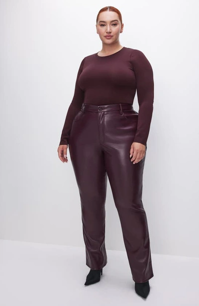 Shop Good American Better Than Leather Faux Leather Good Icon Pants In Malbec003