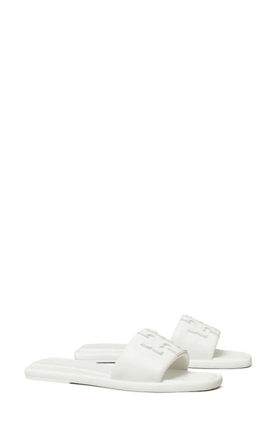 Shop Tory Burch Double-t Leather Sport Slide Sandal In Optic White