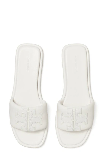 Shop Tory Burch Double-t Leather Sport Slide Sandal In Optic White