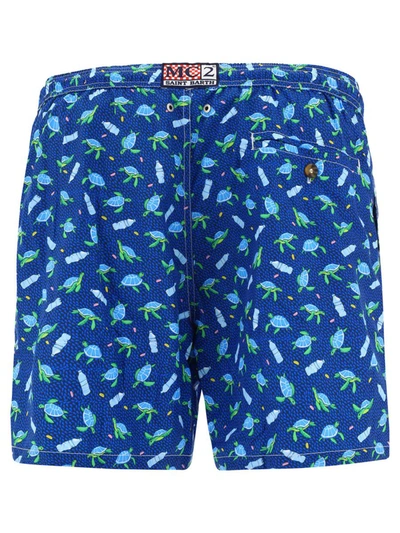 Shop Mc2 Saint Barth "sea Turtle" Swimsuit In Blue