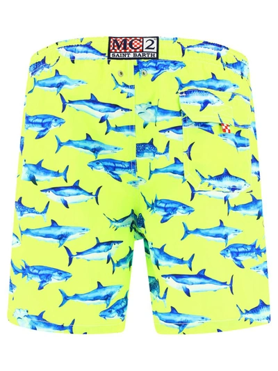 Shop Mc2 Saint Barth "sharksention" Swimsuit In Yellow
