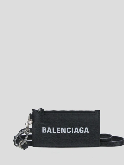 Shop Balenciaga Cash Card Case On Keychain In Black