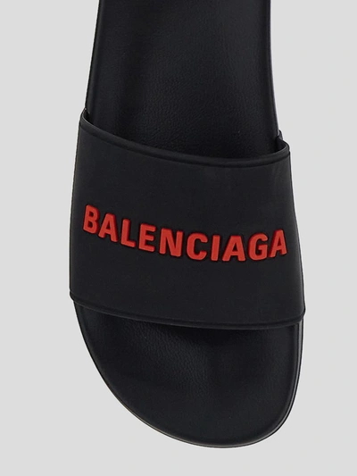 Shop Balenciaga Pool Slide Sandal In Blackred