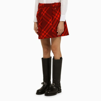 Shop Burberry Check Miniskirt In Red
