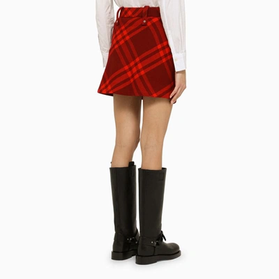 Shop Burberry Check Miniskirt In Red