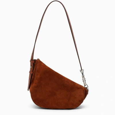 Shop Burberry Knight Small Copper Suede Bag In Brown