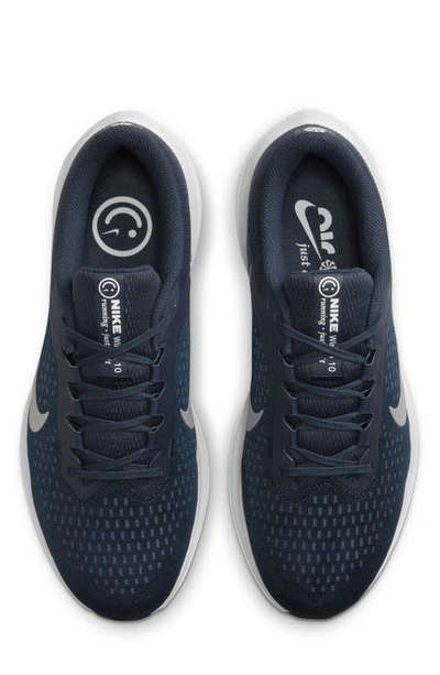 Shop Nike Air Winflo 10 Running Shoe In College Navy/ Metallic Silver