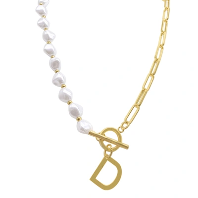 Shop Adornia Pearl And Paperclip Chain Initial A Toggle Necklace Gold In Multi
