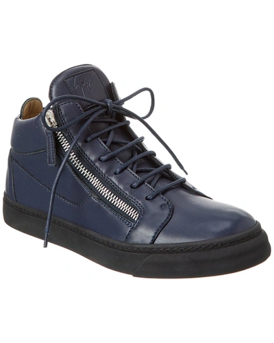 Shop Giuseppe Zanotti Aug/liv Leather Sneaker In Blue