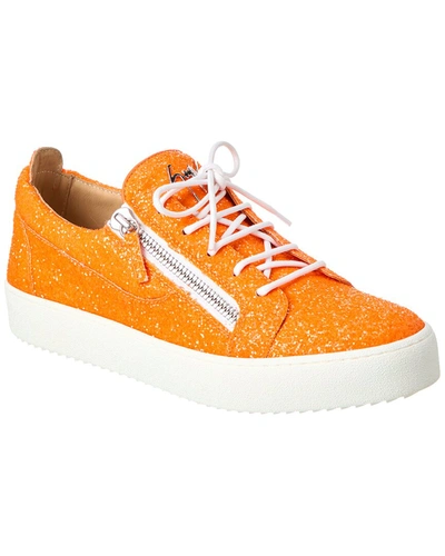 Shop Giuseppe Zanotti May London Glitter Sneaker In Orange