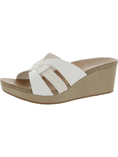 Shop Baretraps Yadora Womens Faux Leather Slip On Wedge Sandals In White