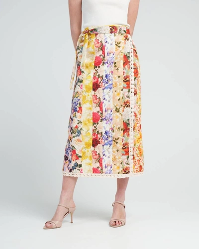 Shop Zimmermann Wonderland Wrap Skirt In Spliced Stripe Floral In Multi