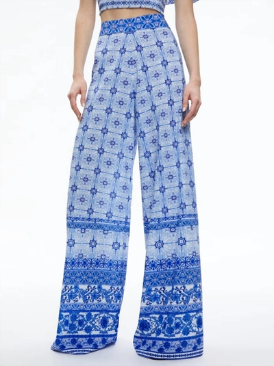 Shop Alice And Olivia Athena Wide Leg Pant In Greek Tile In Multi