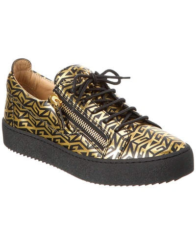 Shop Giuseppe Zanotti May London Leather Sneaker In Gold