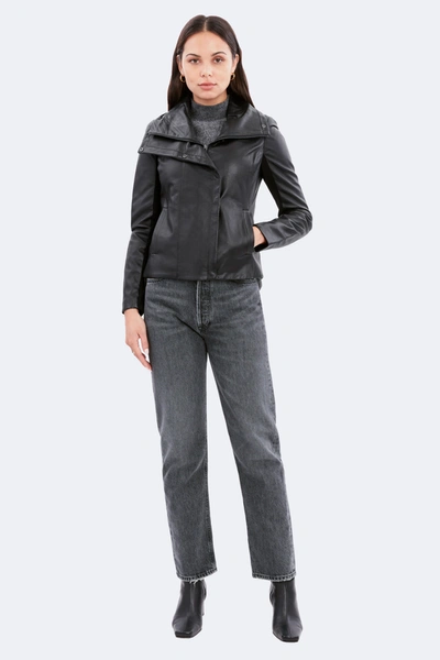 Shop Dawn Levy Angular Leather Jacket In Grey