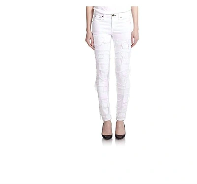 Rag & Bone Women Torn Skinny Jeans In White In White