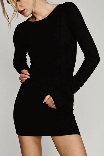 Shop Enza Costa Textured Knit Long Sleeve Mini Dress In Black