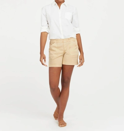 Shop Spanx 6" Stretch Twill Shorts In Almond In Pink