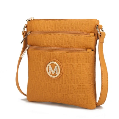 Mkf Collection By Mia K Lennit Embossed M Signature Crossbody Bag In Yellow
