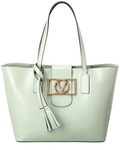 Shop Valentino By Mario Valentino Marion Super V Leather Tote In Green