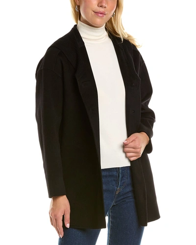 Shop Forte Cashmere Hooded Wool & Cashmere-blend Coat In Black