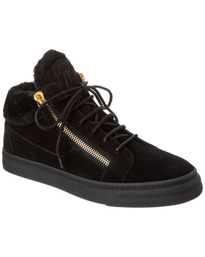 Shop Giuseppe Zanotti Aug/liv Suede Sneaker In Black