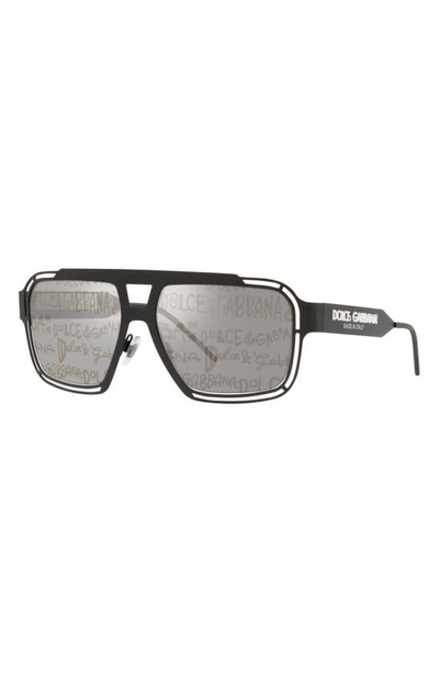 Shop Dolce & Gabbana 57mm Square Sunglasses In Matte Black