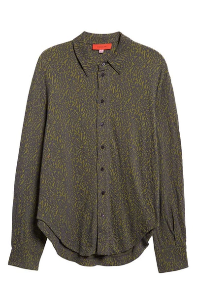Shop Eckhaus Latta Who's Paying For All This Shrunken Cotton Blend Button-up Shirt In Cash